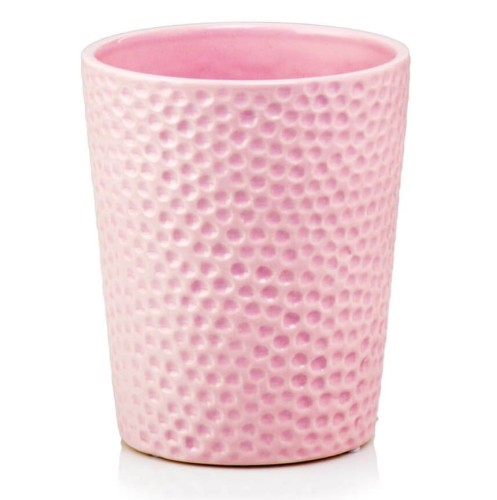 Ceramiczna osłonka na storczyka z wgniatanym wzorem Ø13, różowa - Polnix