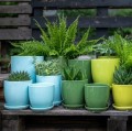 Doniczka ceramiczna z podstawką Ø17, zielona- Polnix