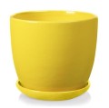 Doniczka ceramiczna z podstawką Ø17, żółta - Polnix