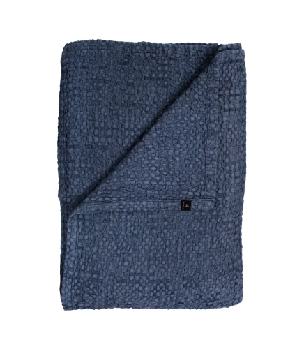 Niebieska narzuta na łóżko 200x260 Dani Indigo Oeko-Tex Gots - Himla