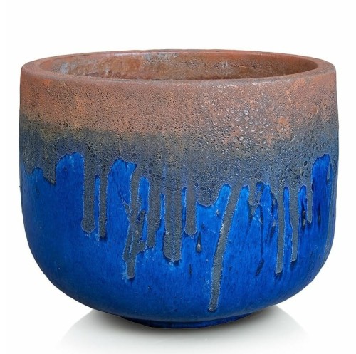 Ręcznie wykonana donica ogrodowa ceramiczna Ø49, kobalt brąz - Polnix