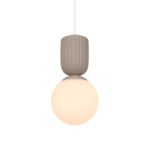 Lampa wisząca szklana kula z rowkowaną oprawą Sadie, beż - Nordlux