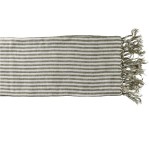 Lniany pled w paski Saint-Tropez 170x130, zielony - Pomax