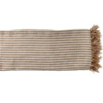 Lniany pled w paski Saint-Tropez 170x130, brzoskwiniowy - Pomax