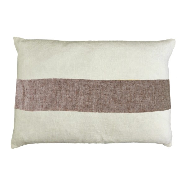 Lniana poduszka z dekoracyjną linią Saint-Tropez 65x45, rust - Pomax