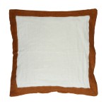 Lniana poduszka dekoracyjna z kolorowymi brzegami Saint-Tropez 50x50, rust - Pomax
