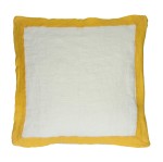 Lniana poduszka dekoracyjna z kolorowymi brzegami Saint-Tropez 50x50, żółta - Pomax