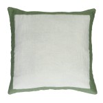 Lniana poduszka dekoracyjna z kolorowymi brzegami Saint-Tropez 50x50, zielona - Pomax