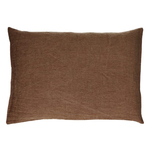 Poduszka dekoracyjna lniana Alpha Basics 70x50, czekoladowa - Pomax