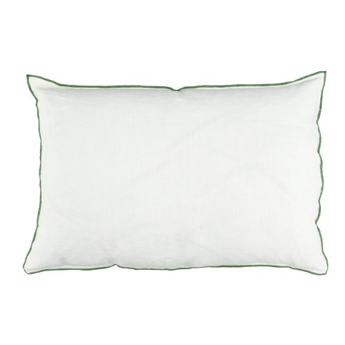 Lniana poduszka dekoracyjna z bordiurą Carte Blanche 60x40, green - Pomax