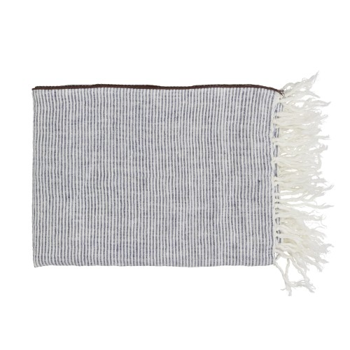 Pled w drobne paski z lnu Cirque Magique 170x130, blue - Pomax