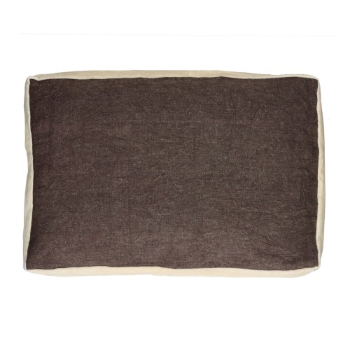 Lniana poduszka dekoracyjna z welurowymi bokami Alpha Borders 60x40, brąz - Pomax