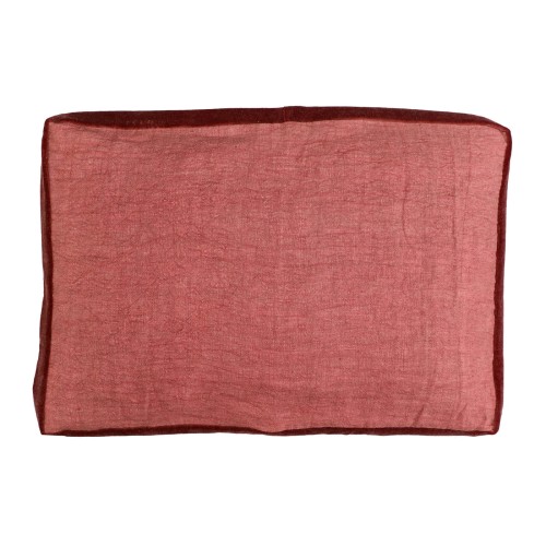 Lniana poduszka dekoracyjna z welurowymi bokami Alpha Borders 60x40, malinowa - Pomax