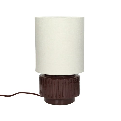 Lampa stołowa z lnianym kloszem Cordoba 31, brąz - Pomax