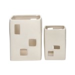 Świeczniki białe porcelanowe Wayang, 2 szt - Pomax