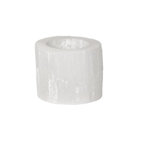 Świeczniki na podgrzewacze z kamienia selenit Selena  Ø6 białe, 2-pak - Pomax