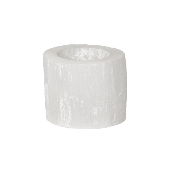 Świeczniki na podgrzewacze z kamienia selenit Selena Ø6 białe, 2-pak - Pomax