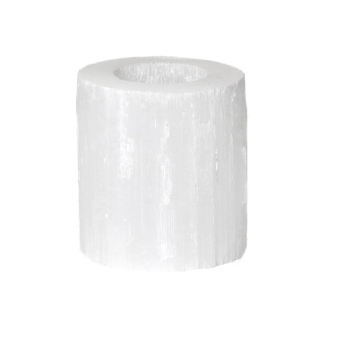 Świeczniki na podgrzewacze z kamienia selenit Selena Ø7 białe, 2-pak - Pomax