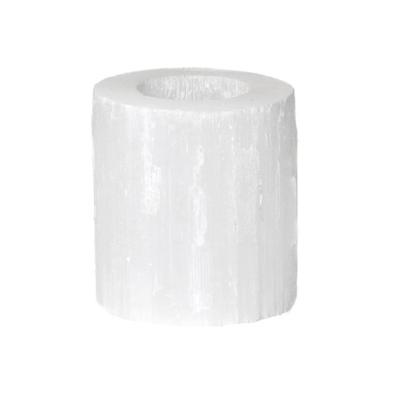 Świeczniki na podgrzewacze z kamienia selenit Selena Ø7 białe, 2-pak - Pomax