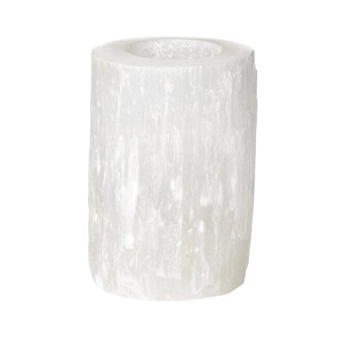 Świecznik na podgrzewacze z kamienia selenit Selena Ø8 biały - Pomax