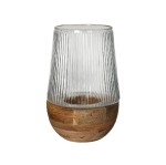 Świecznik drewniany ze szklanym kloszem Arbre 28, naturalny - Pomax