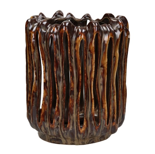 Duży świecznik z kamionki Terra 28, bursztynowy - Pomax