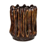 Duży świecznik z kamionki Terra 23, bursztynowy - Pomax