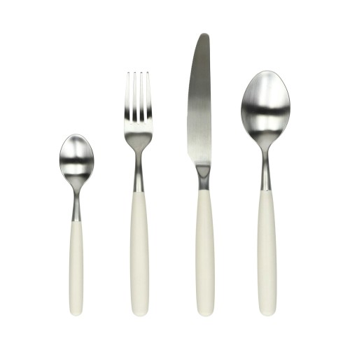 Zestaw sztućców Renoir 18/08, stal nierdzewna i żywica, 16 elementów, złamana biel - Pomax