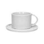 Filiżanki porcelanowe ze spodkiem Porcelino 200 ml białe, 4 szt - Pomax