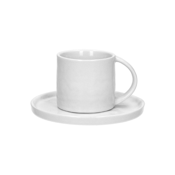 Filiżanki porcelanowe ze spodkiem Porcelino 100 ml białe, 6 szt - Pomax