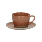 Filiżanka ze spodkiem Primeval 220 ml, terracotta, 4 szt - Pomax