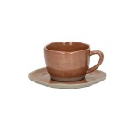 Filiżanka ze spodkiem Primeval 100 ml, terracotta, 4 szt - Pomax