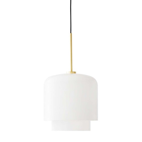 Szklana lampa wisząca Megumi Ø18, opal mosiądz - PLEASE WAIT to be SEATED