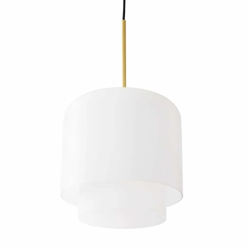 Szklana lampa wisząca Megumi Ø28, opal mosiądz - PLEASE WAIT to be SEATED