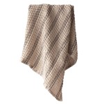 Ręcznik waflowy Nella 50x70 cm bawełna organiczna, beżowy w paski taupe - Tell Me More