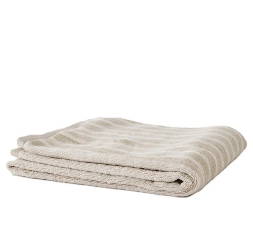Ręcznik kąpielowy frotte w paski Bonnie Beige 70x140 cm - Tell Me More