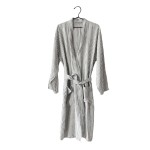 Szlafrok lniany Laval S/M, szaro-biały - Tell Me More