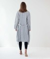 Szlafrok lniany Laval L/XL, szaro-biały - Tell Me More