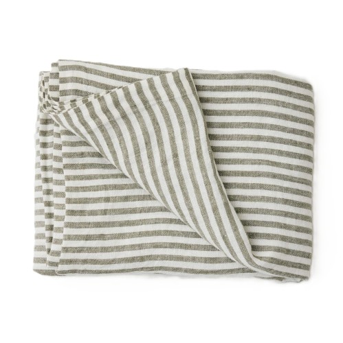Lniany obrus w paski Leon 145x330, Seagrass - Tell Me More