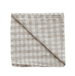 Lniane serwetki na stół z lnu stonewashed Gingham natural, 4 szt - Tell Me More