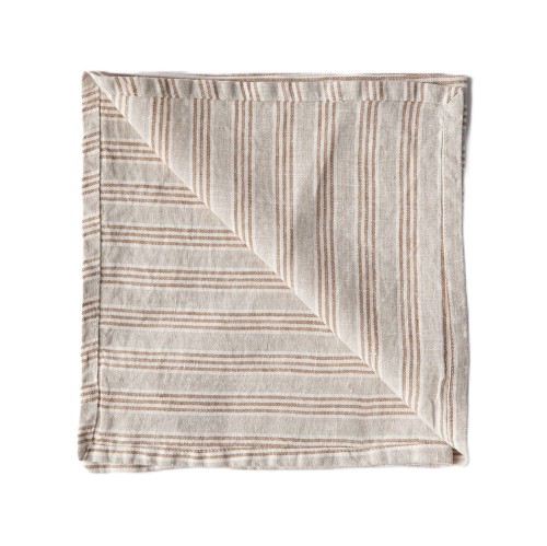 Lniane serwetki na stół z lnu stonewashed Hazelnut stripe, 4 szt - Tell Me More