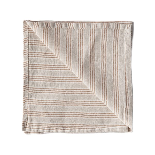Lniane serwetki na stół z lnu stonewashed Hazelnut stripe, 4 szt - Tell Me More