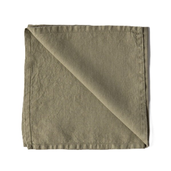 Lniane serwetki na stół z lnu stonewashed Olive, 4 szt - Tell Me More
