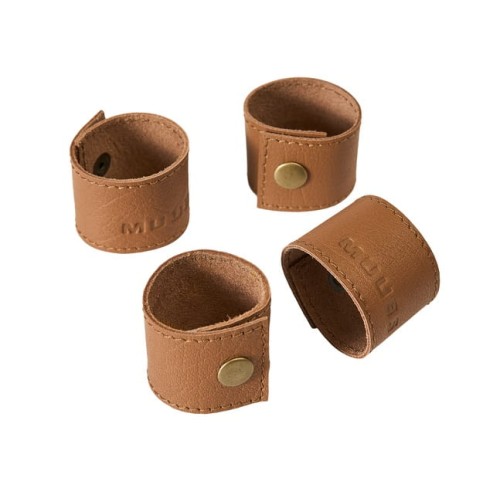 Obrączki na serwetki ze skóry naturalnej bawolej Camou Camel, 4 sztuki - Muubs
