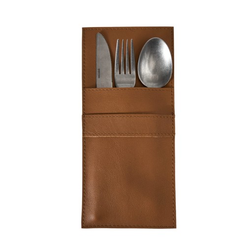 Kieszeń na sztućce ze skóry bawolej Camou Camel - Muubs