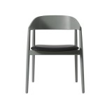 Krzesło drewniane z tapicerowanym siedziskiem AC2, buk szary, skóra czarna - Andersen Furniture