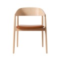 Krzesło drewniane z tapicerowanym siedziskiem AC2, buk bielony, skóra cognac - Andersen Furniture