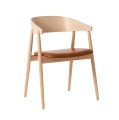 Krzesło drewniane z tapicerowanym siedziskiem AC2, buk bielony, skóra cognac - Andersen Furniture