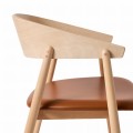 Krzesło drewniane z tapicerowanym siedziskiem AC2, buk bielony, skóra cognac - Andersen Furniture
