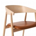Krzesło drewniane z tapicerowanym siedziskiem AC2, buk bielony, skóra cognac - Andersen Furniture
